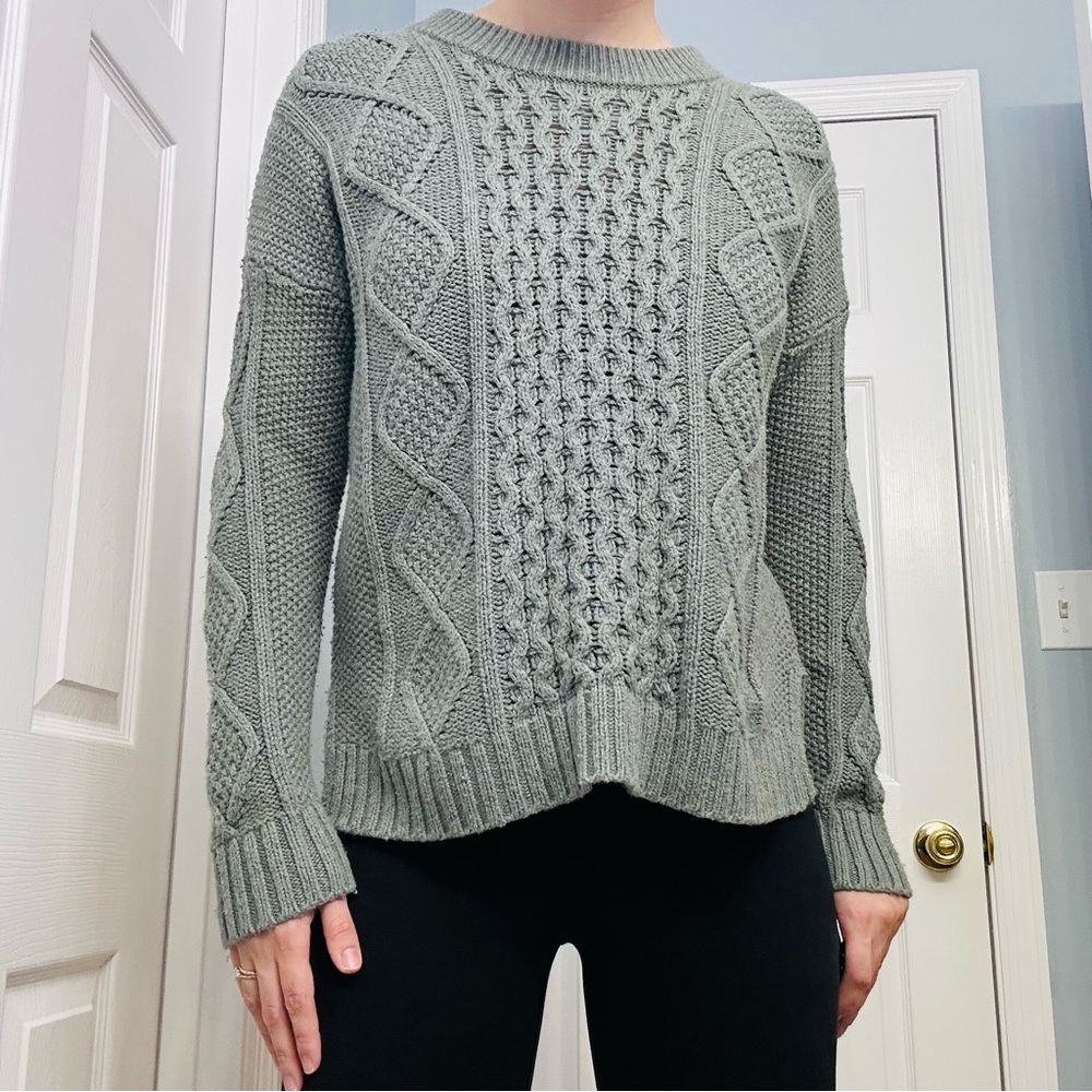 Madewell Sweater Knit Blue Green Turquoise Minimalist Fall Cabin Cotton Medium